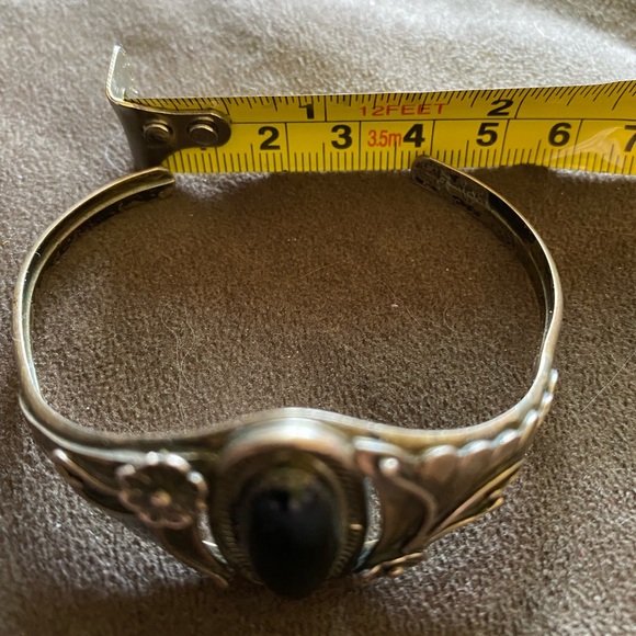 Navajo Sterling Silver Onyx Cuff Bracelet Black Onyx Cuff Bracelet,925Hallmarked - Picture 10 of 11